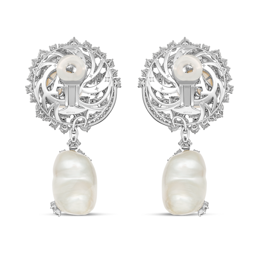 High Jewellery Galaxy Gala Pearl and Diamond Detachable Drop Earrings | 18K White Gold