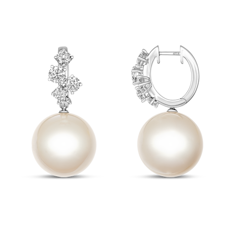 Galaxy Pearl Drop Huggies | 18K White Gold