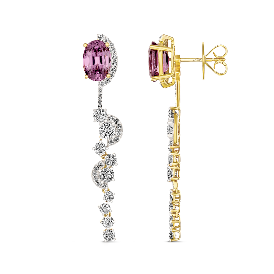 Galaxy Spinel and Diamond Studs with Removable Drop Earrings | 18k Yellow Gold