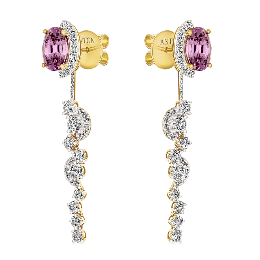 Galaxy Spinel and Diamond Studs with Removable Drop Earrings | 18k Yellow Gold