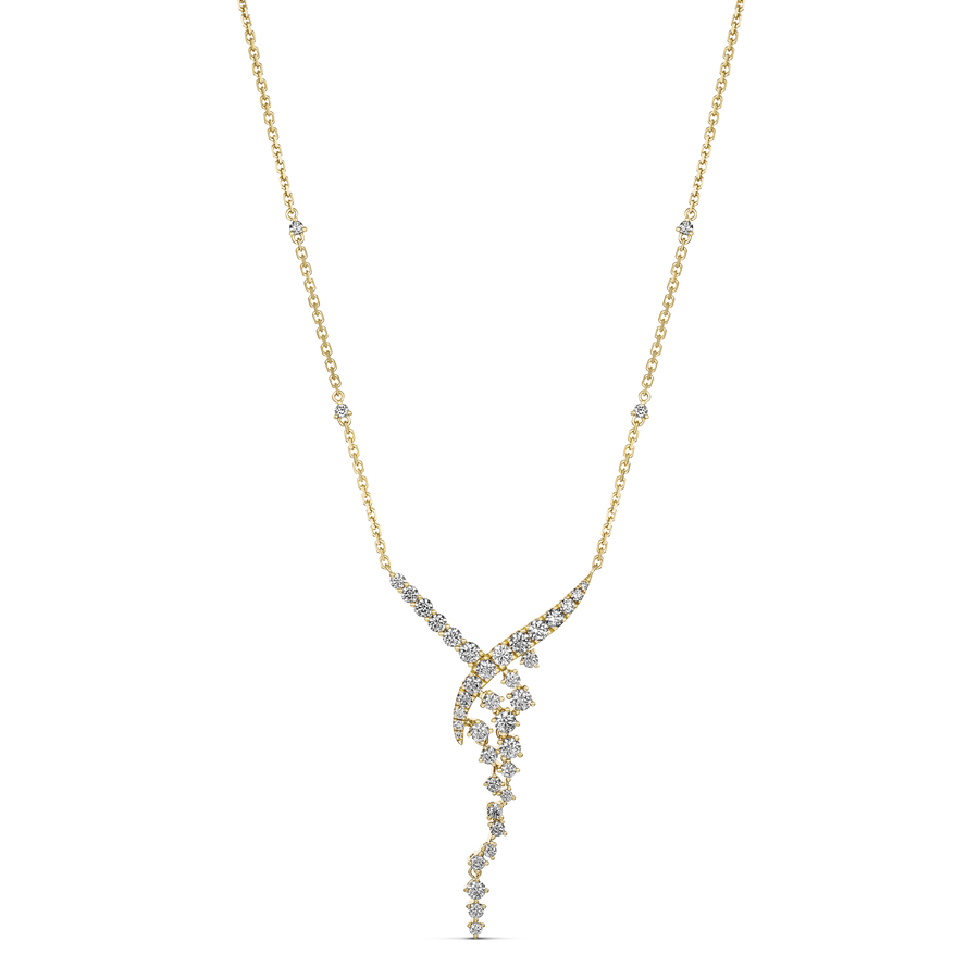 Galaxy Cosmic Diamond Drop Pendant Necklace | 18k Yellow gold