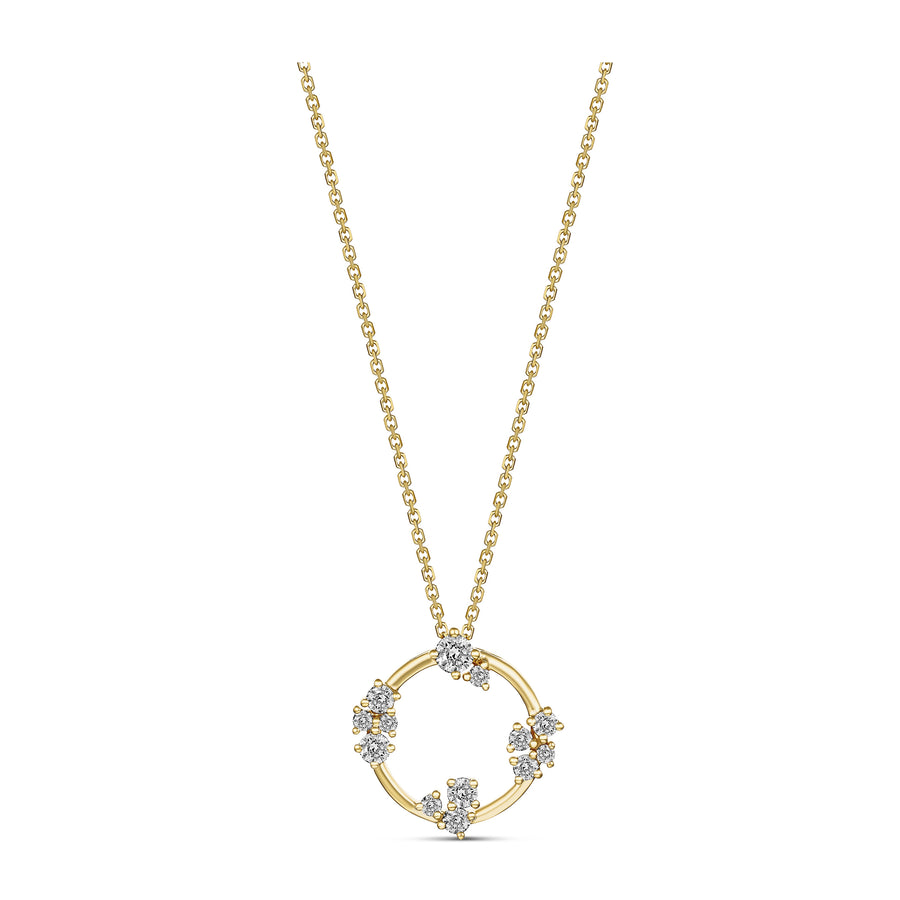 Galaxy Atlas Round Brilliant Cut Diamond Pendant Necklace | 18K Yellow Gold