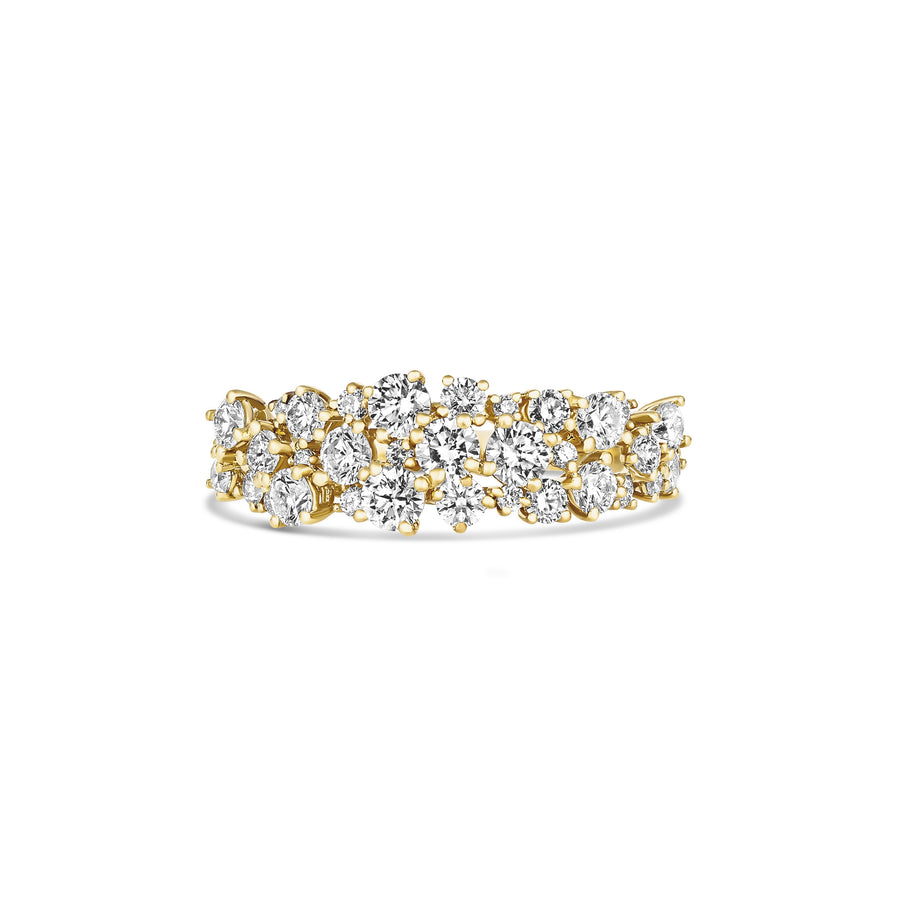 Galaxy Cluster Round Brilliant Cut Diamond Ring | 18K Yellow Gold