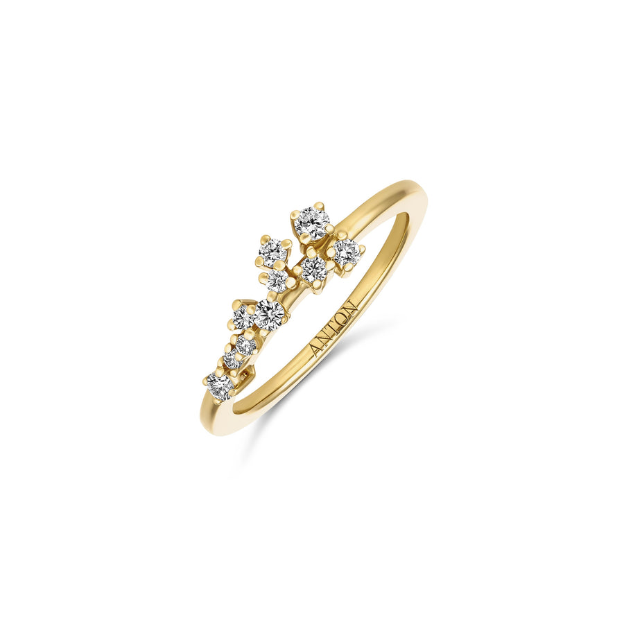 Galaxy Atlas Round Brilliant Cut Diamond Ring | 18K Yellow Gold