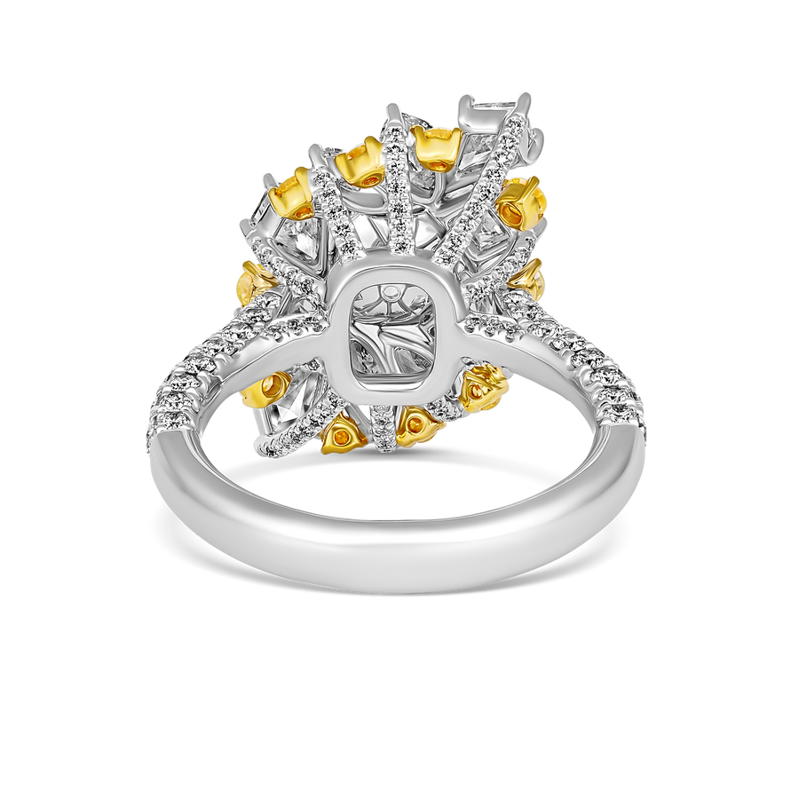 Hello Yellow Cluster Natural Diamond Ring | Platinum