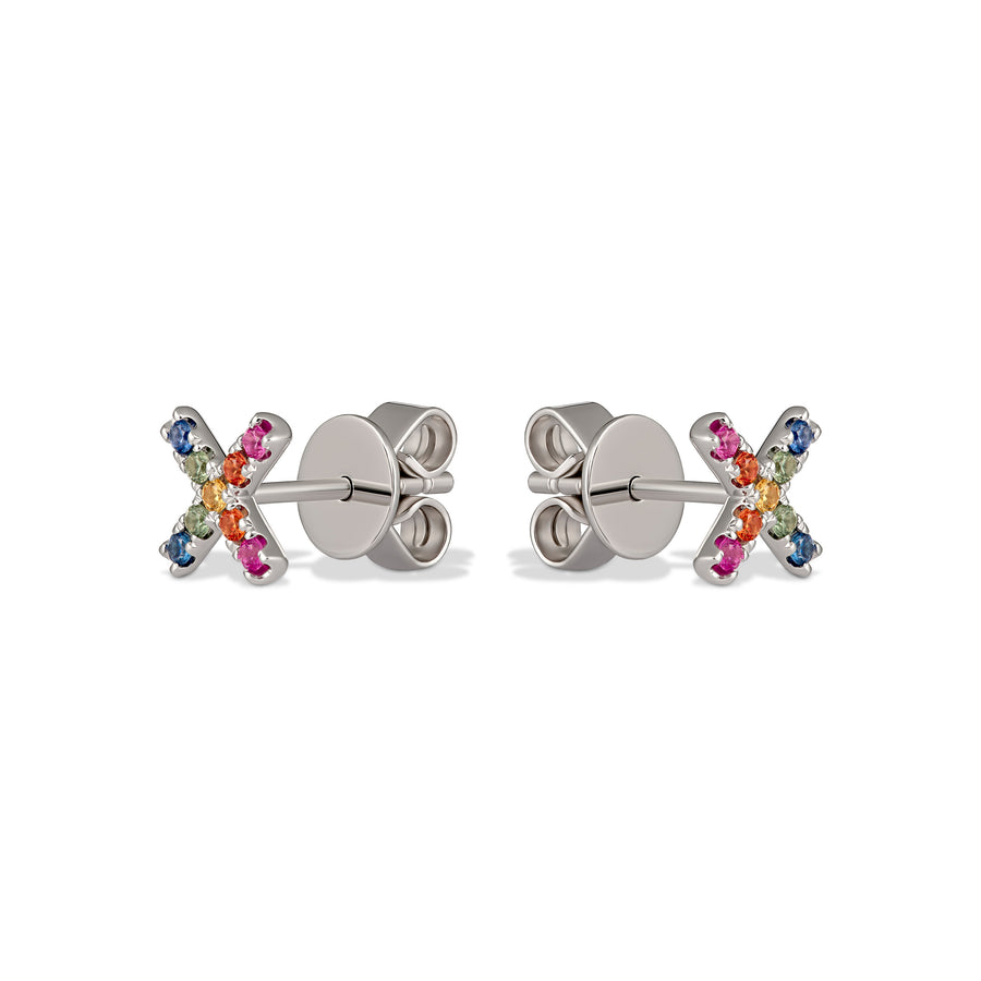Icon Kiss Rainbow Sapphire Earrings | White Gold
