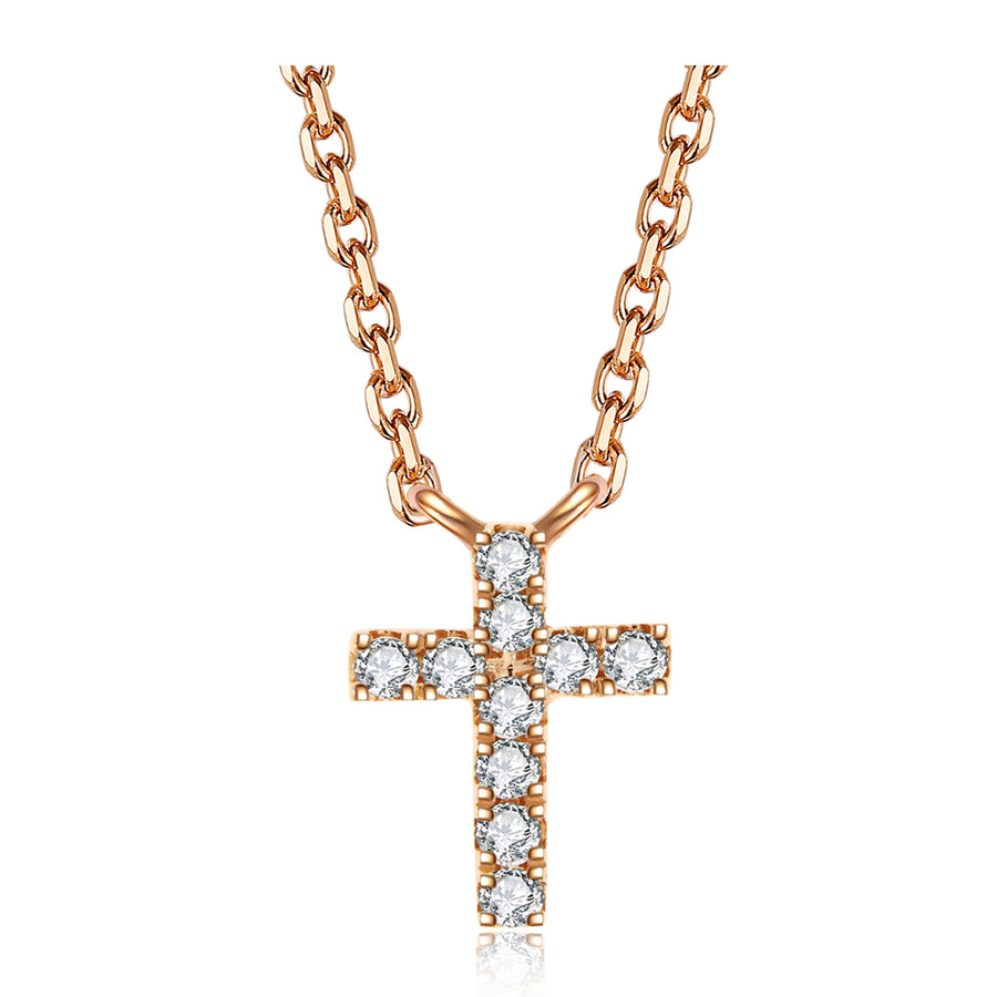 Icon Cross Pendant Necklace | Rose Gold