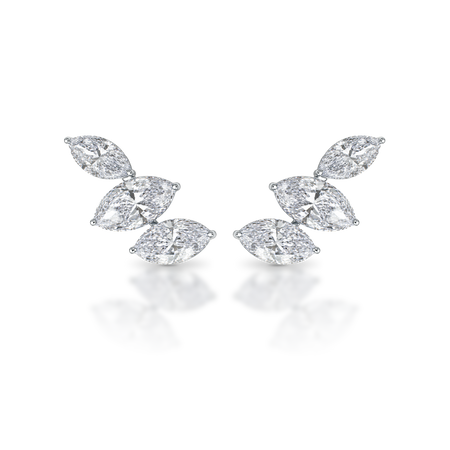 Riviera Marquise Trio Diamond Earrings | 18k White Gold