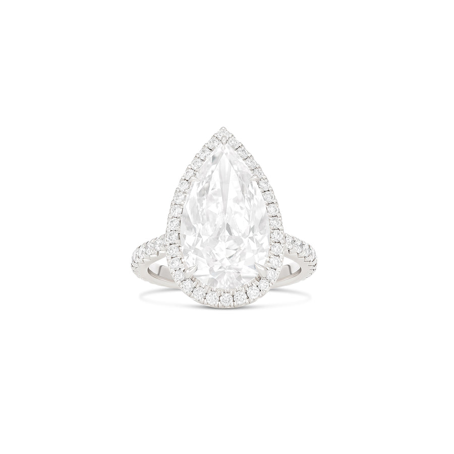High Jewellery Pear Cut Diamond Engagement Ring with Diamond Halo | Platinum