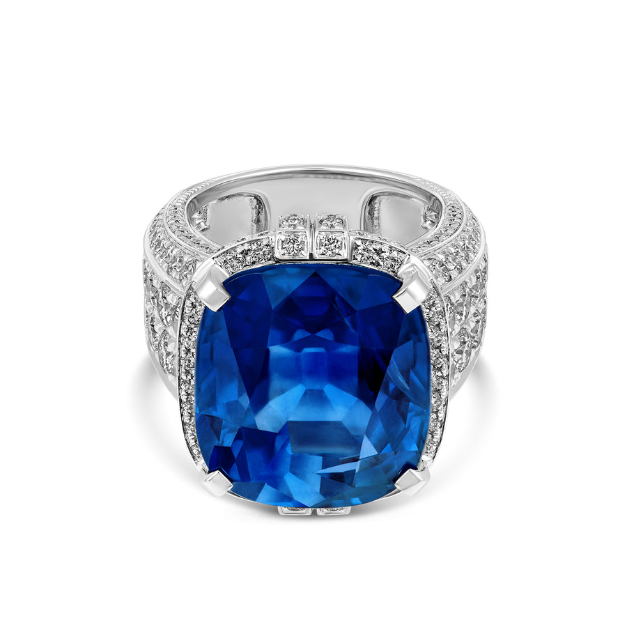 Regal Collection® Cushion Cut Sapphire and Diamond Ring