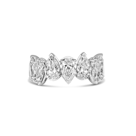 Riviera Pear Cut Natural Diamond Half Eternity Ring | Platinum