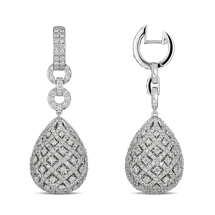 Classic Diamond Drop Pendant Earrings | White Gold