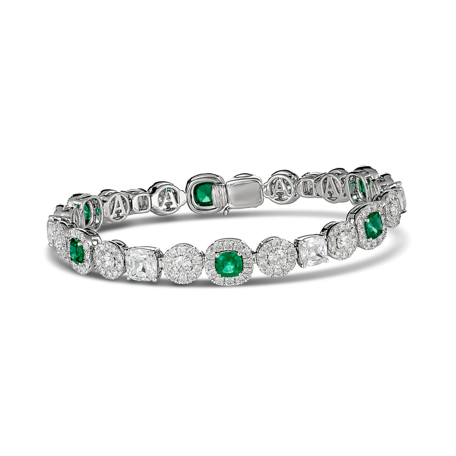 High Jewellery Collection Emerald Gemstone and Diamond Bracelet | White Gold