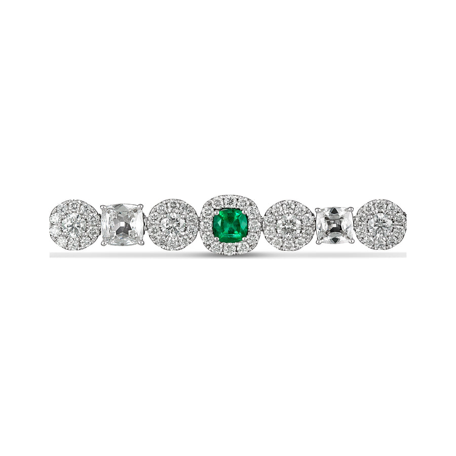 High Jewellery Collection Emerald Gemstone and Diamond Bracelet | White Gold
