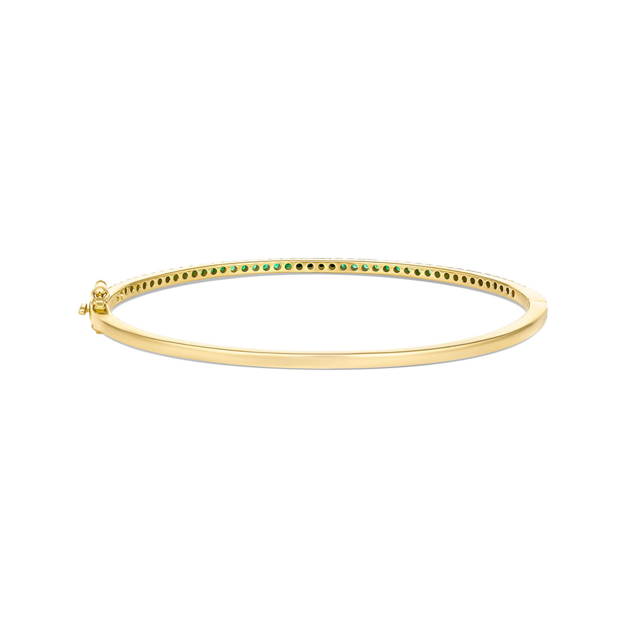 Krisscut Half Moon Emerald Gemstone Bangle | 18K Yellow Gold