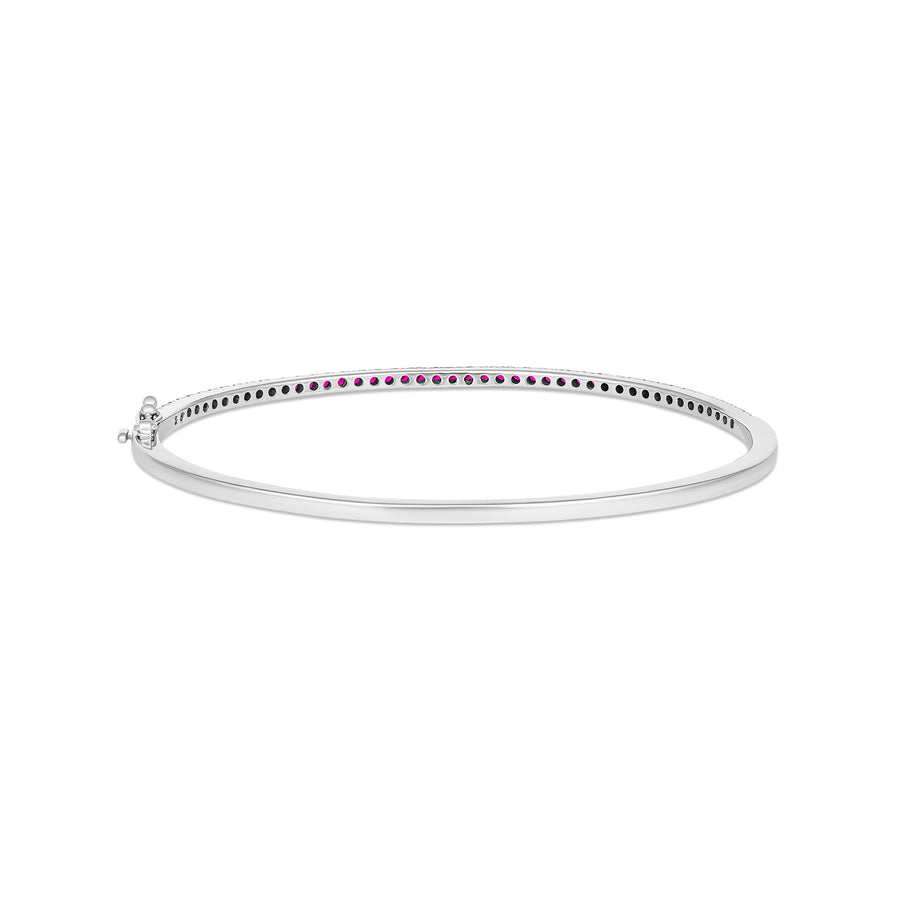 Krisscut Half Moon Ruby Gemstone Bangle | 18K White Gold