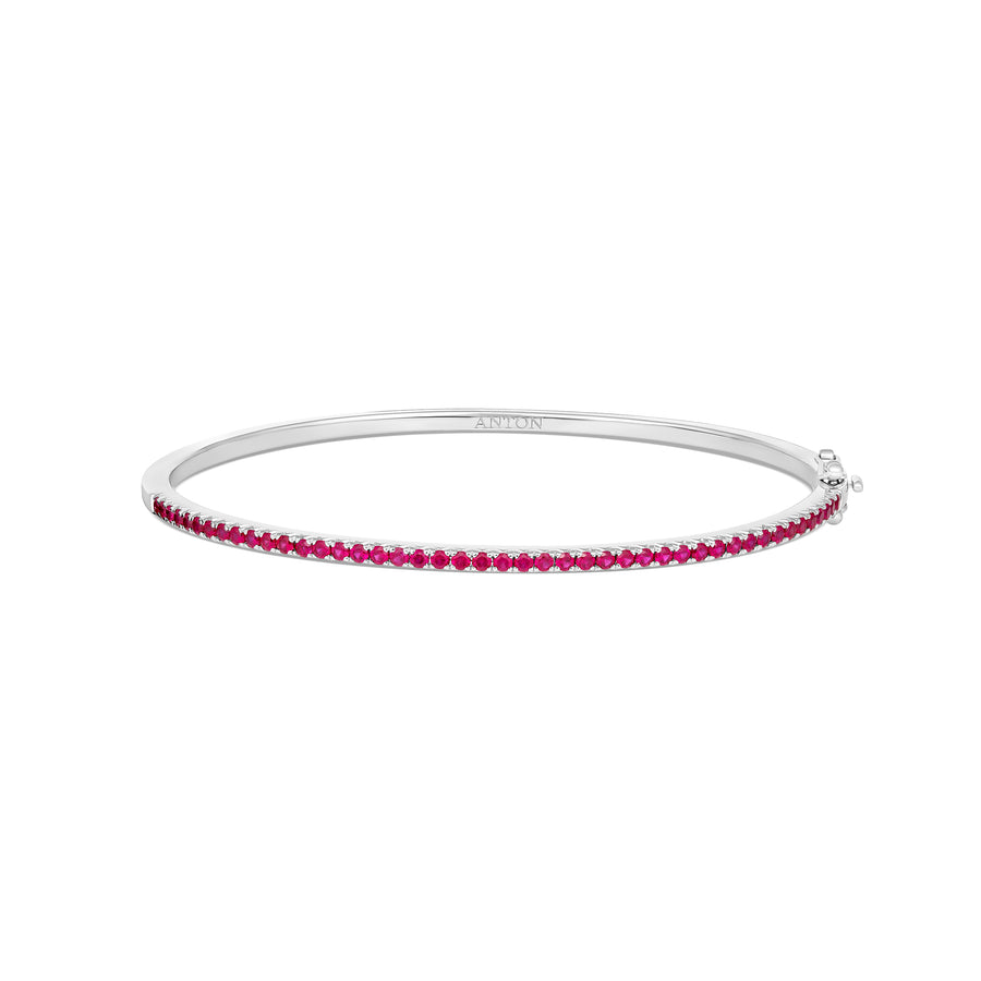 Krisscut Half Moon Ruby Gemstone Bangle | 18K White Gold