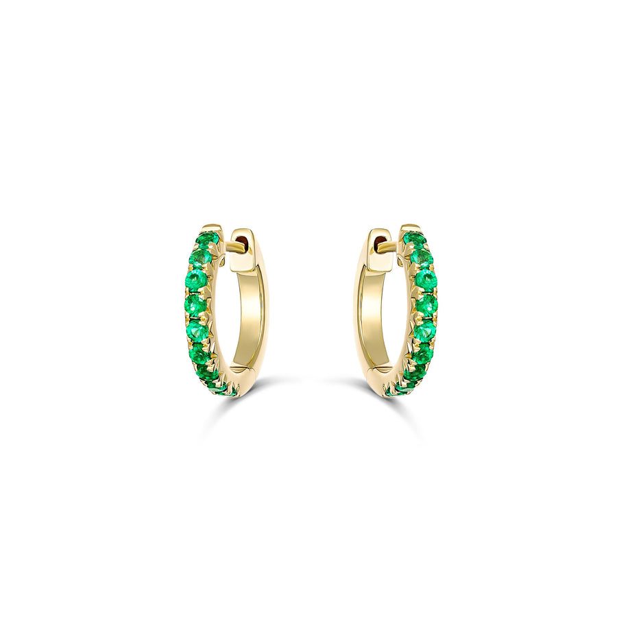 Krisscut Half Moon Emerald Huggies Mini | 18K Yellow Gold