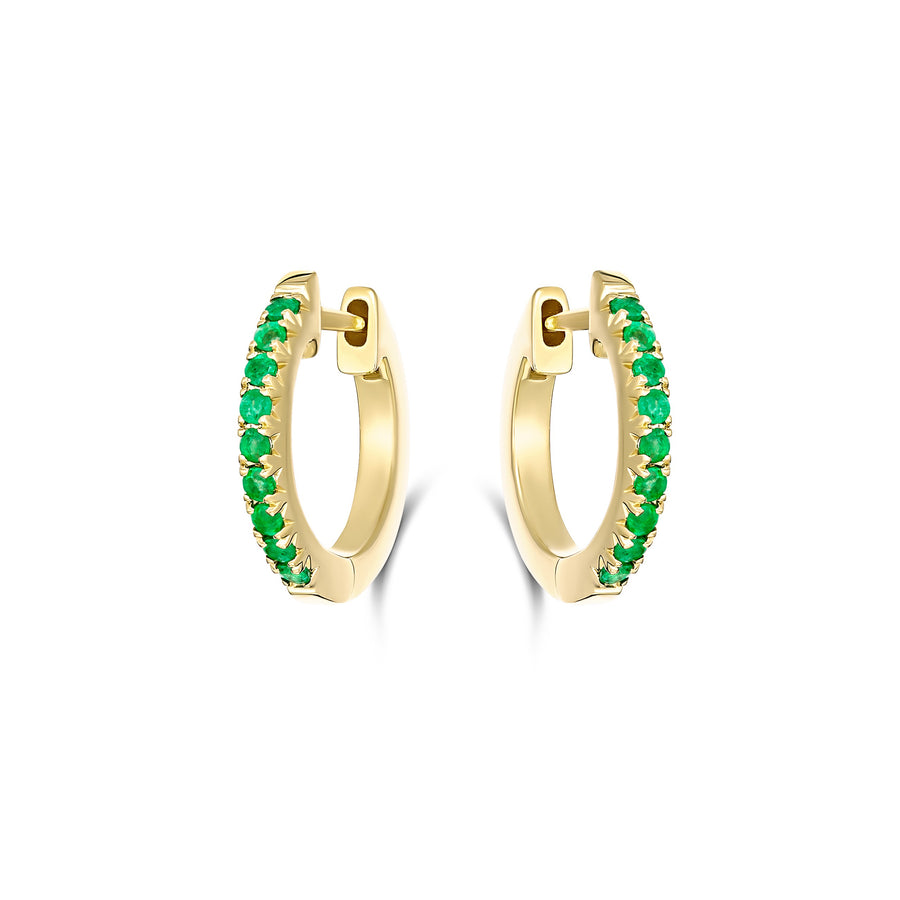 Krisscut Half Moon Emerald Huggies Small | 18K Yellow Gold