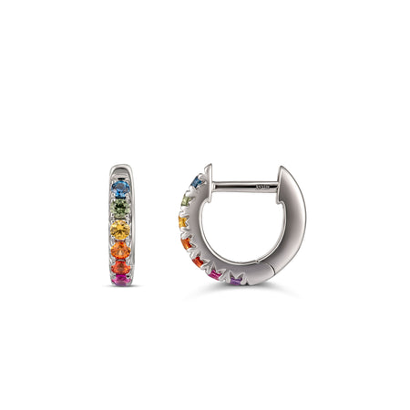 Krisscut Mini Rainbow Hoops | White Gold