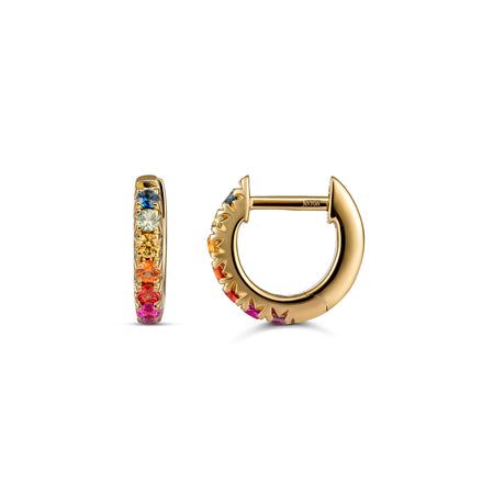 Krisscut Rainbow Half Moon Huggies Small | 18K Yellow Gold