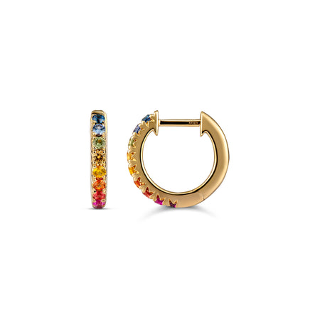 Krisscut Rainbow Half Moon Huggies Medium | 18K Yellow Gold
