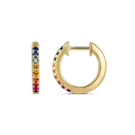 Krisscut Rainbow Half Moon Huggies Large | 18K Yellow Gold