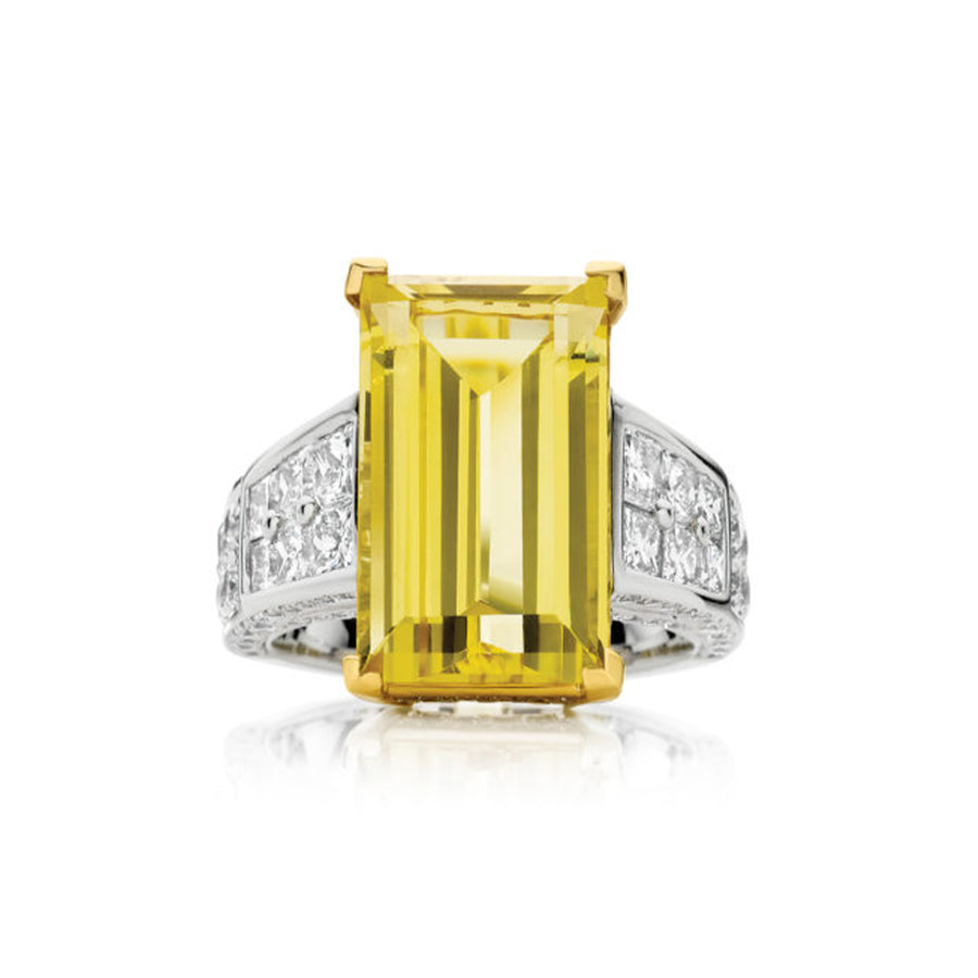 Bauble® Natural Helidor Beryl Diamond Ring