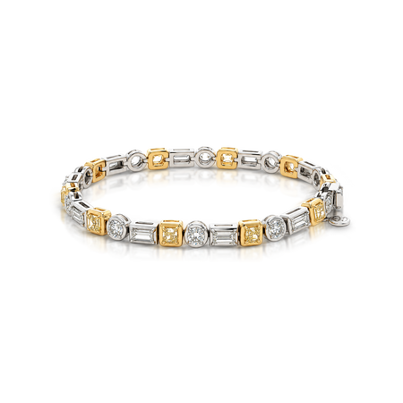 Luminous Multi-Shape Diamond Bracelet | 18K Yellow and White Gold