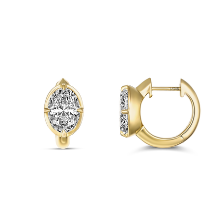 Luminous Oval Small Huggie Diamond Earring | 18K Yellow Gold