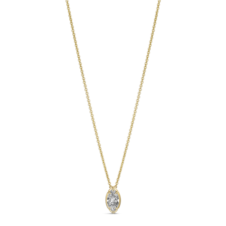 Luminous Oval Diamond Pendant Necklace | 18K Yellow Gold