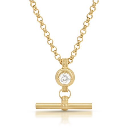 Luminous Fob Round Pendant Necklace | 18K Yellow Gold