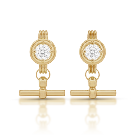 Luminous Round Brilliant Fob Drop Earrings | 18K Yellow Gold