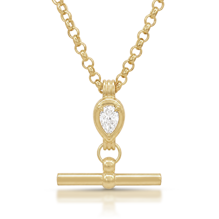 Luminous Fob Pear Pendant Necklace | 18K Yellow Gold