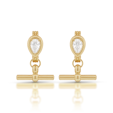 Luminous Pear Brilliant Fob Drop Earrings | 18K Yellow Gold