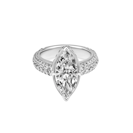 Luminous Pavé Marquise Natural Diamond Ring | Platinum