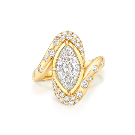 Luminous Marquise Diamond Scattered Ring | 18K Yellow Gold
