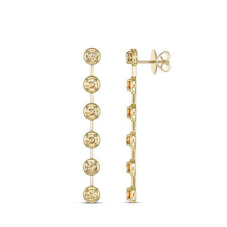 Luminous Diamond Drop Earrings with Bar | 18k Yellow Gold