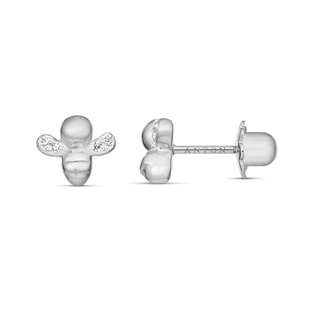 Little Rocks® Bee Stud Earrings | 18K White Gold
