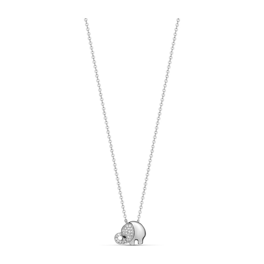 Little Rocks® Elephant Pendant Necklace | 18K White Gold
