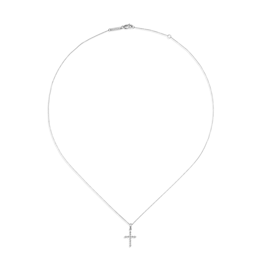 Little Rocks® Verity Diamond Cross Necklace | 18K White Gold