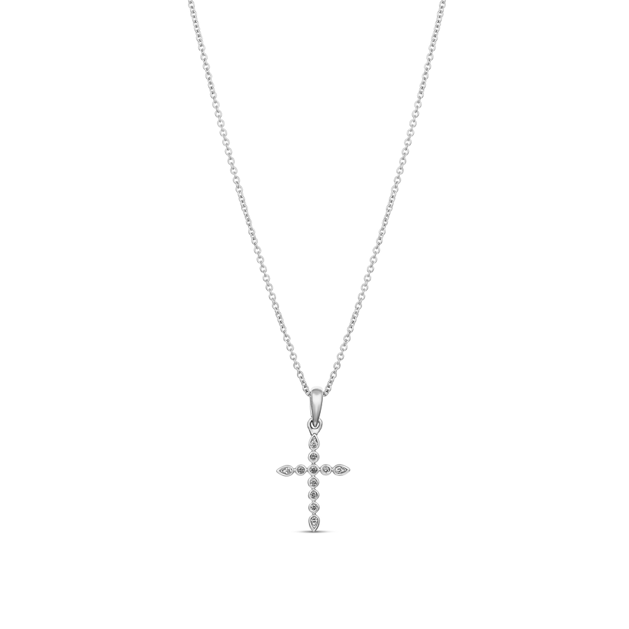 Little Rocks® Verity Diamond Cross Necklace | 18K White Gold