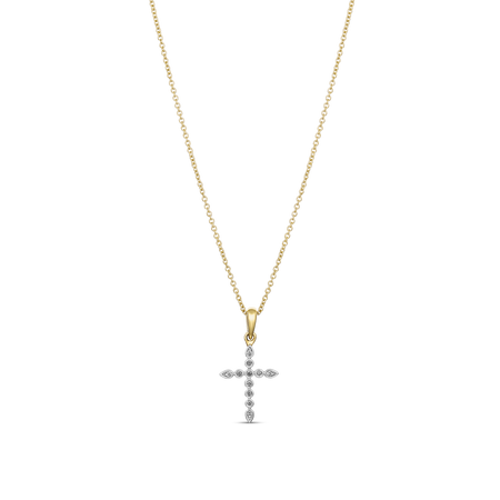 Little Rocks® Verity Diamond Cross Necklace | 18K Yellow and White Gold