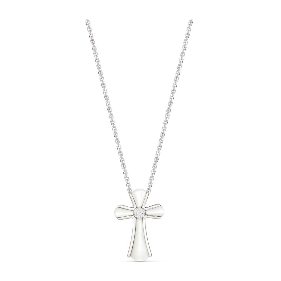 Little Rocks® Cross Pendant Necklace | 18K White Gold