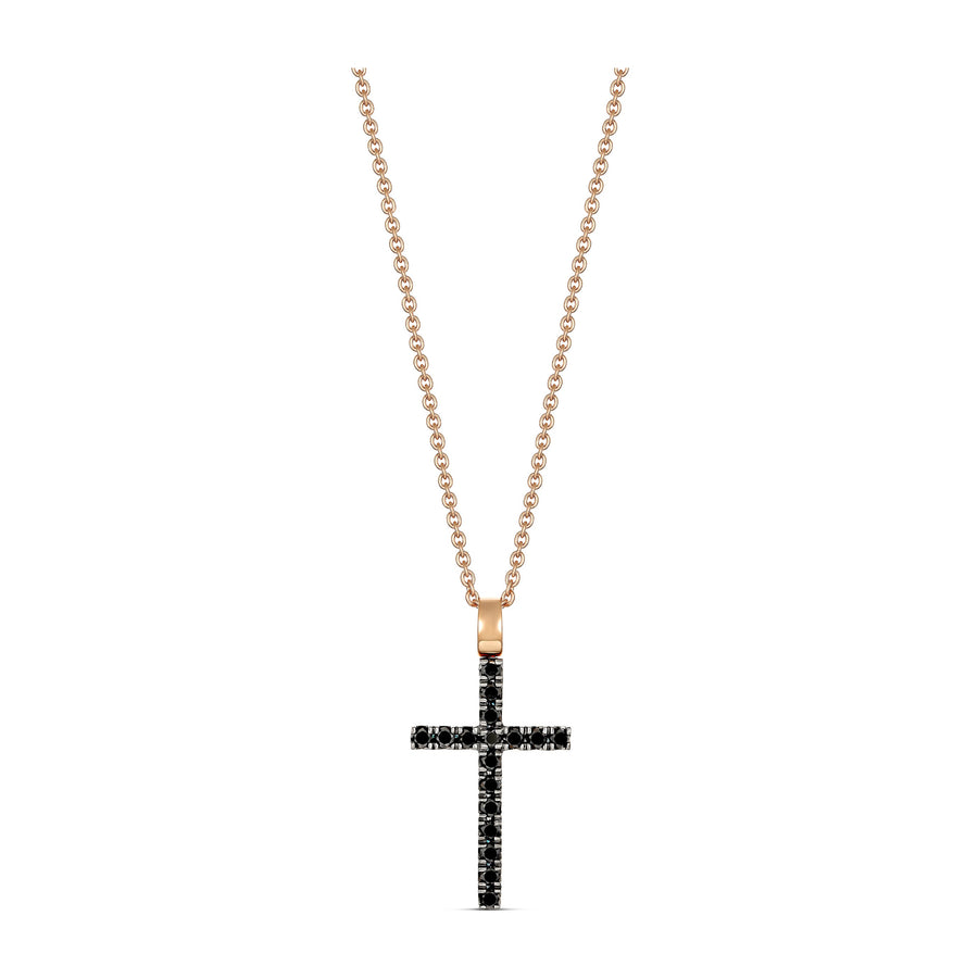 Lux Black Diamond Cross Necklace | 18K Rose Gold