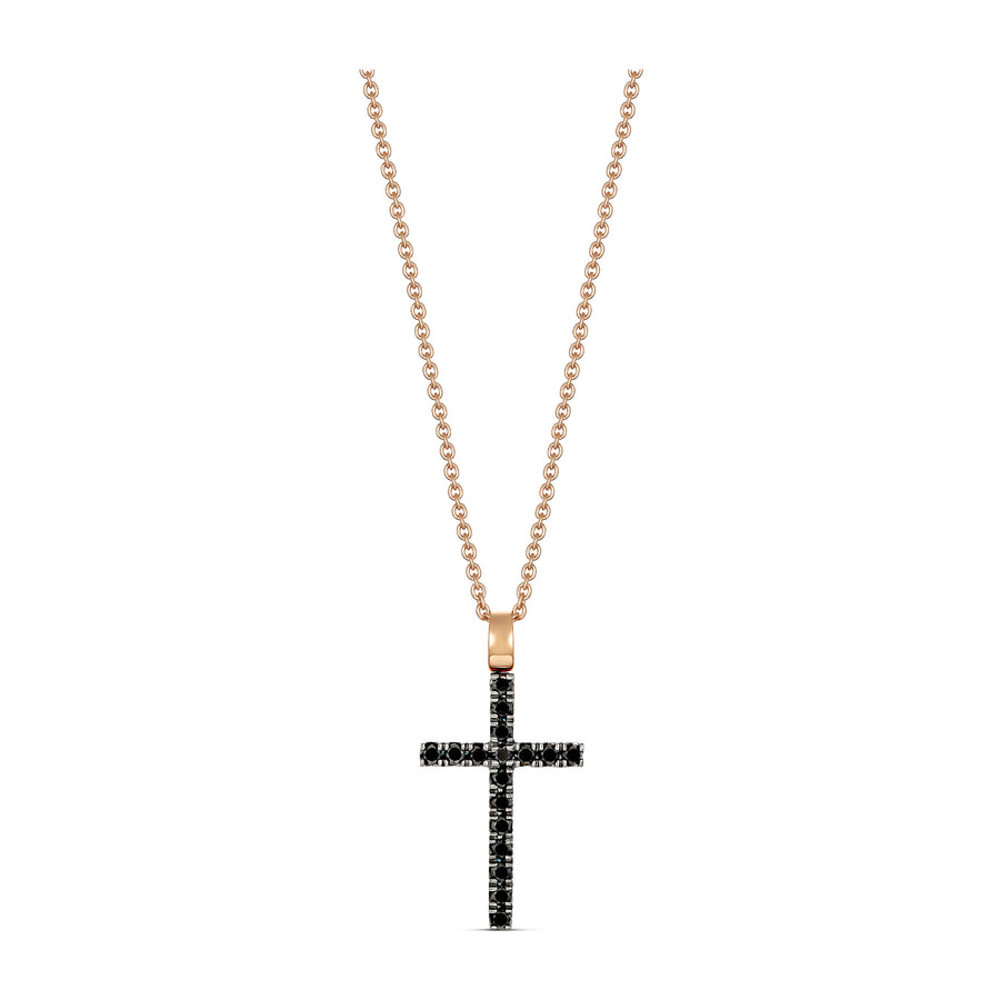 Lux Black Diamond Cross Necklace | 18K Rose Gold