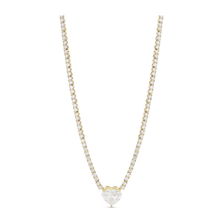 Classic Harmony Heart Diamond Tennis Necklace | 18K Yellow Gold