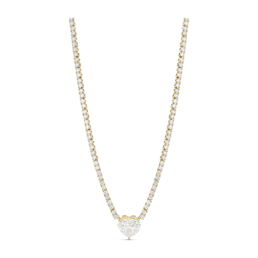 Classic Harmony Heart Diamond Tennis Necklace | Yellow Gold