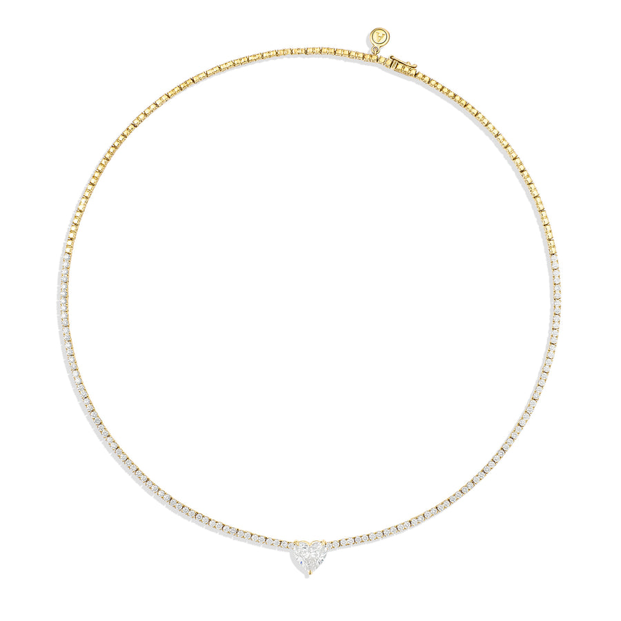 Classic Harmony Heart Diamond Tennis Necklace | Yellow Gold