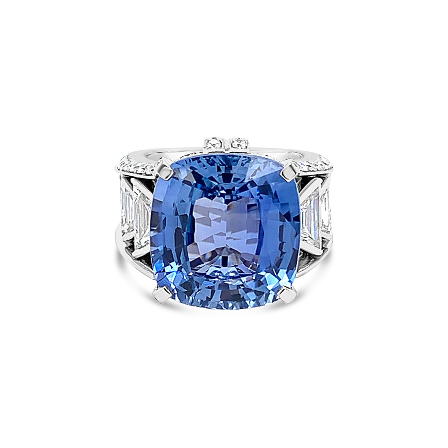 High Jewellery Collection Cushion Cut Sapphire and Diamond Ring